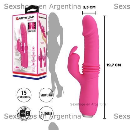 Vibrador con movimiento y estimulador de clitoris y varias velocidades USB